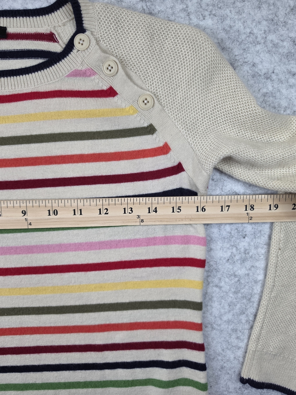 Talbots Cream Sweater with Multi-Color Stripes - Picture 7 of 10